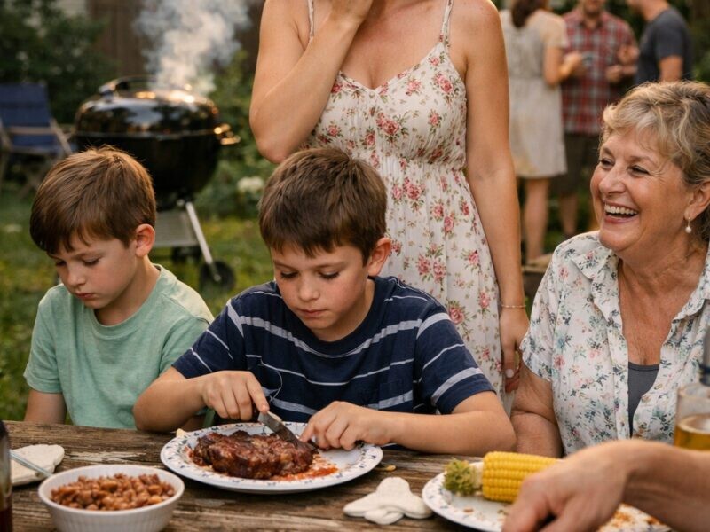 Κατά τη διάρκεια ενός οικογενειακού μπάρμπεκιου, το παιδί της αδερφής μου πήρε ένα παχύ, όμορφο μπριζολάκι T-bone, ενώ ο γιος μου πήρε μόνο ένα καμένο, λιπαρό κομμάτι.