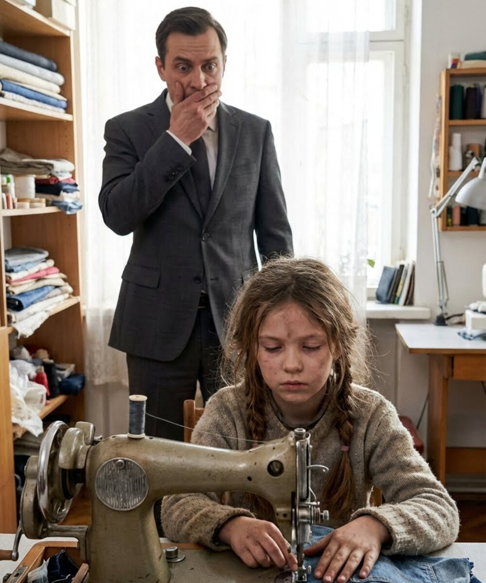 Όταν ο εκατομμυριούχος πήγε να εισπράξει το ενοίκιο, πάγωσε βλέποντας ένα μικρό κορίτσι να ράβει ασταμάτητα, με το πρόσωπό του χλωμό από την εξάντληση.