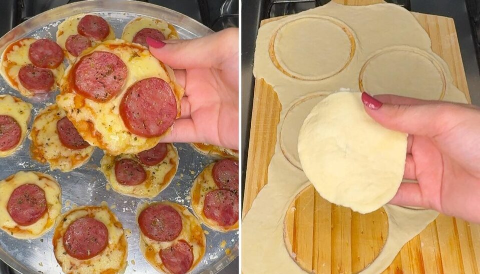 Μίνι πίτσες με 2 υλικά – Εύκολη ζύμη χωρίς μαγιά σε 20 λεπτά