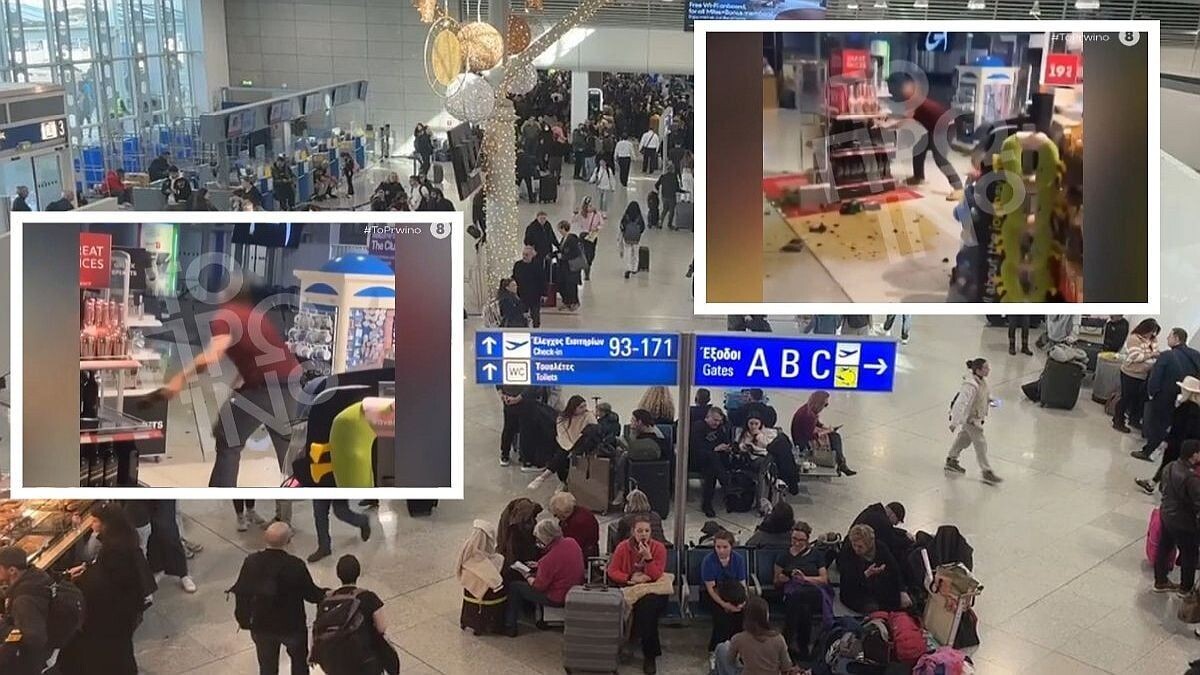 Σοκ στο «Ελευθέριος Βενιζέλος»: Άνδρας έμαθε ότι ακυρώθηκε η πτήση του και έσπασε τα πάντα στο αεροδρόμιο, δείτε βίντεο