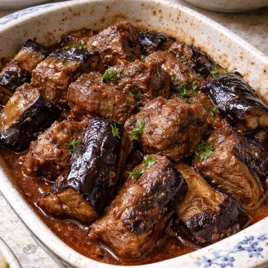 Μοσχάρι με μελιτζάνες στο φούρνο – λιώνει στο στόμα