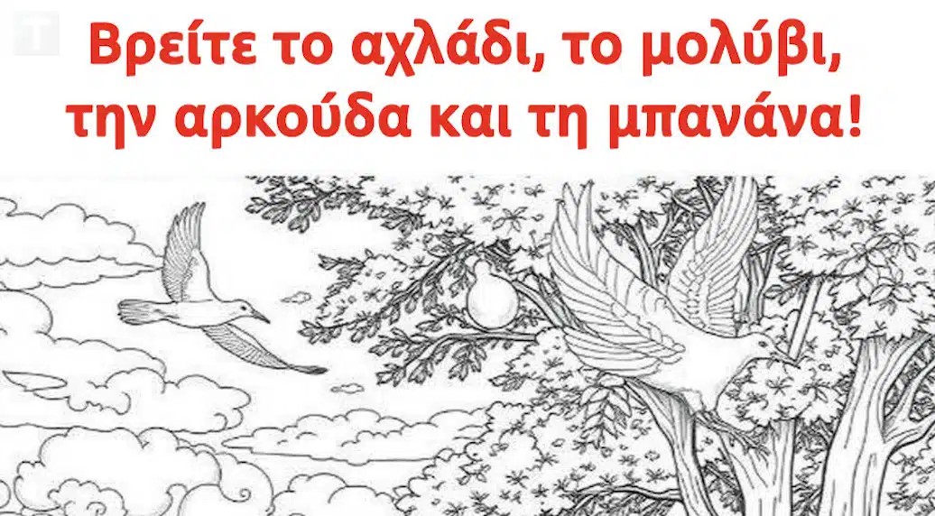 Βρείτε το αχλάδι, το μολύβι, την αρκούδα και τη μπανάνα