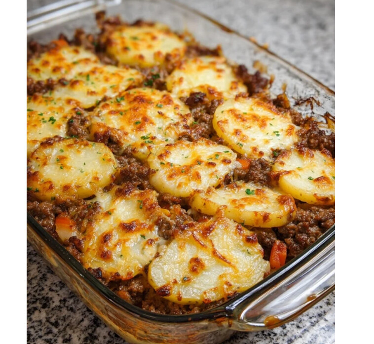 Ρολό κιμά γεμιστό με τυρί, κρεμώδη σάλτσα και ψητές baby πατάτες