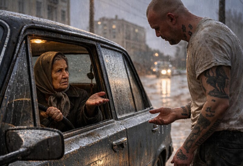 Μια ηλικιωμένη γυναίκα, μέσα σε καταρρακτώδη βροχή, πήρε με το αυτοκίνητό της έναν πρώην κρατούμενο με μια τεράστια τσάντα, χωρίς καν να υποψιάζεται τι θα της συνέβαινε μόλις μισή ώρα αργότερα