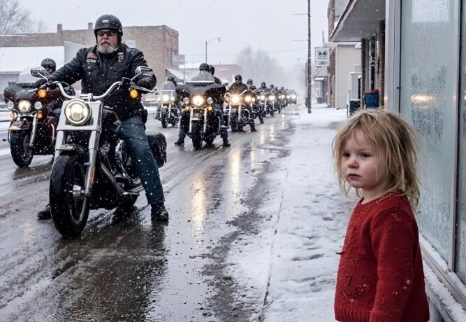 Ένα 6χρονο κοριτσάκι στεκόταν ξυπόλυτο στο χιόνι, έξω από ένα ερημικό κατάστημα δίπλα στον αυτοκινητόδρομο. Περίμενε ακριβώς στο σημείο όπου η μητέρα της της είχε πει να μείνει ακίνητη — μέχρι που μια ομάδα νυχτερινών μοτοσικλετιστών μπήκε στο πάρκινγκ και συνειδητοποίησε ότι το παιδί στεκόταν εκεί ήδη πολλές ώρες