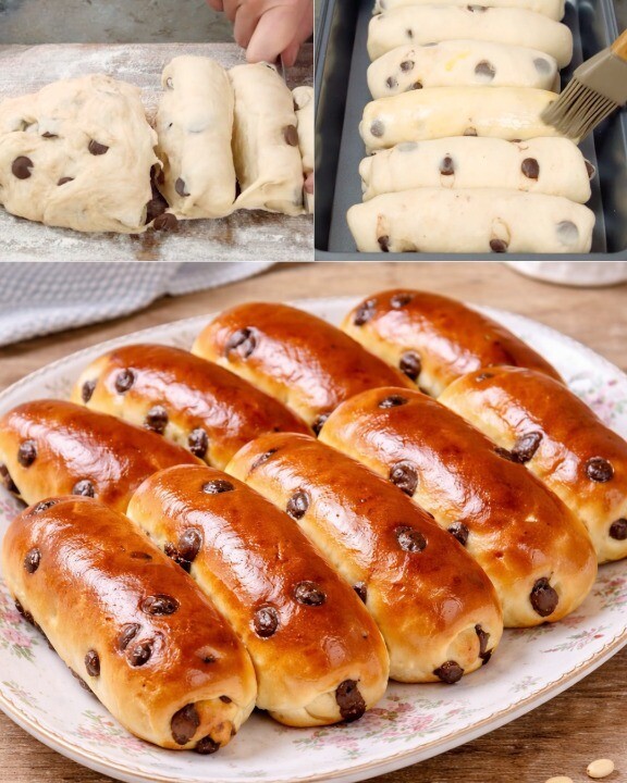 Αφράτα ψωμάκια που λιώνουν στο στόμα με λιωμένη σοκολάτα