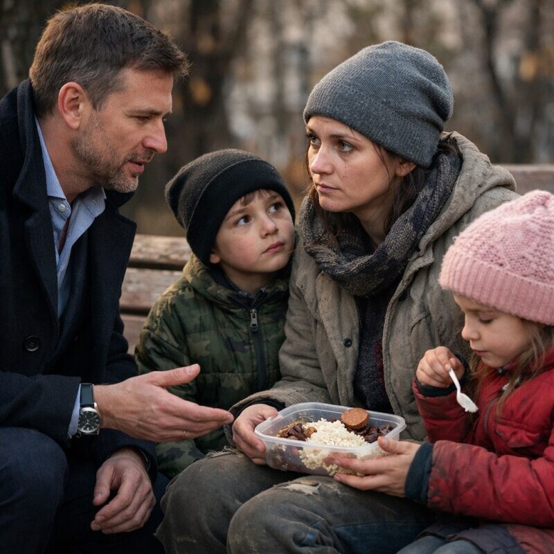 Ένας πλούσιος ξένος είδε μια μητέρα να μοιράζεται ένα μόνο μικρό γεύμα με τα παιδιά της… Auτo που έκανε στη συνέχεια άλλαξε για πάντα τη ζωή τους