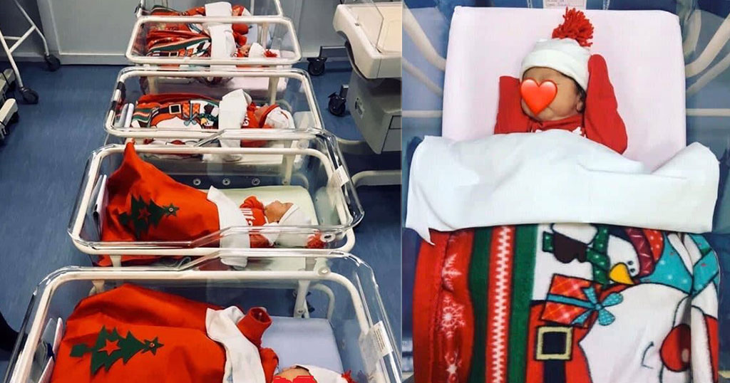 Ελληνικό νοσοκομείο έντυσε Αϊ Βασίληδες νεογέννητα μωράκια για τις γιορτές