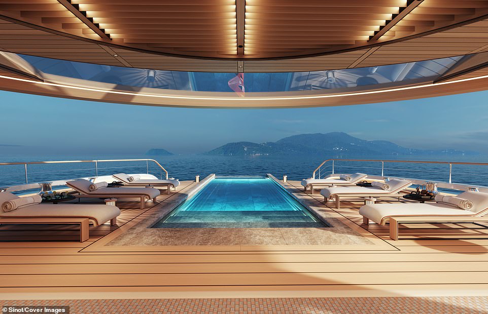 The yacht's designers said they wanted it to combine 'ground-breaking technology with cutting-edge design' and provide a blueprint for future designs using eco-friendly fuel sources