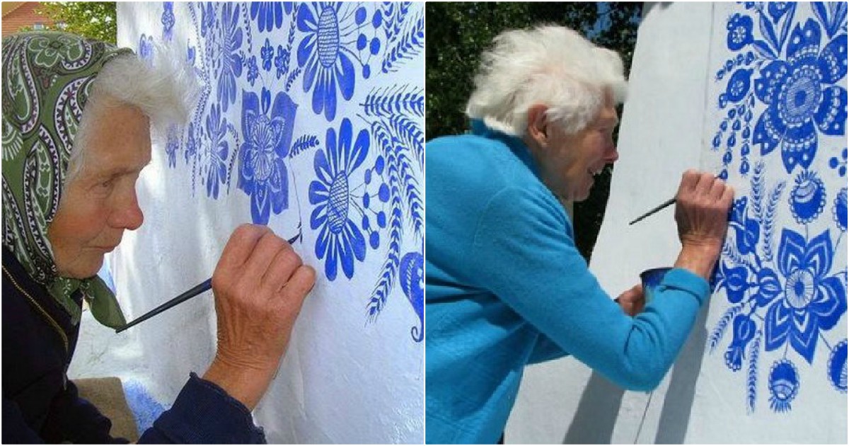 92χρονη γιαγιά μετατρέπει χωριό σε έργο τέχνης ζωγραφίζοντας παντού λουλούδια.