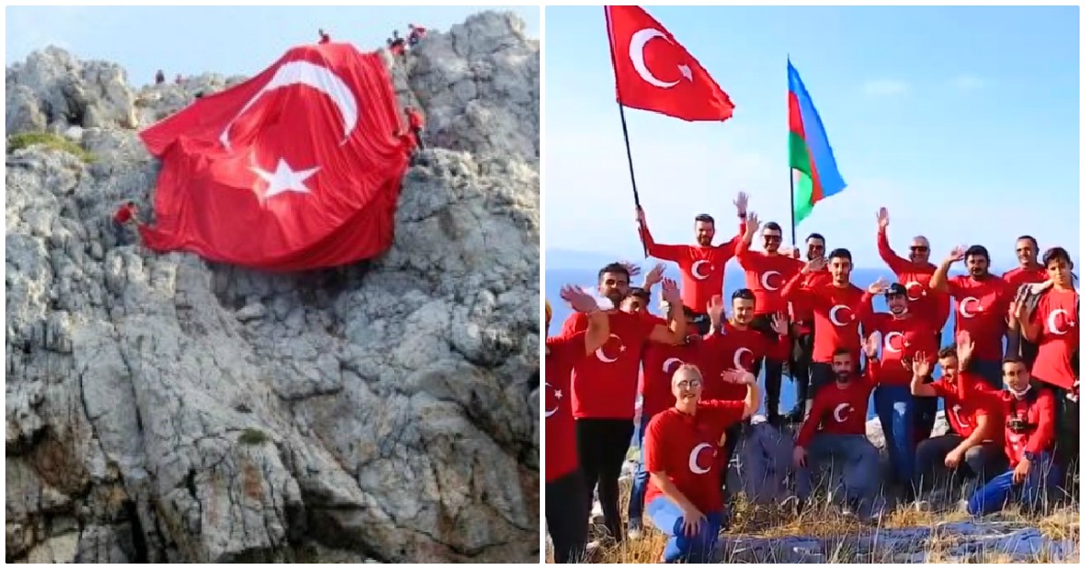 Ίμια: Τούρκοι ύψωσαν τεράστια σημαία σε βραχονησίδα απέναντι από τα Ίμια