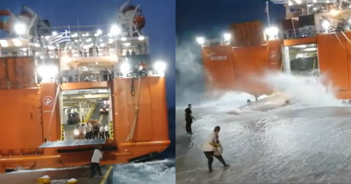 Σίκινος: H μάχη με τα κύματα και τα μποφόρ για να δέσει το πλοιο “Διονύσιος Σολωμός” – Βίντεο που κόβει την ανάσα