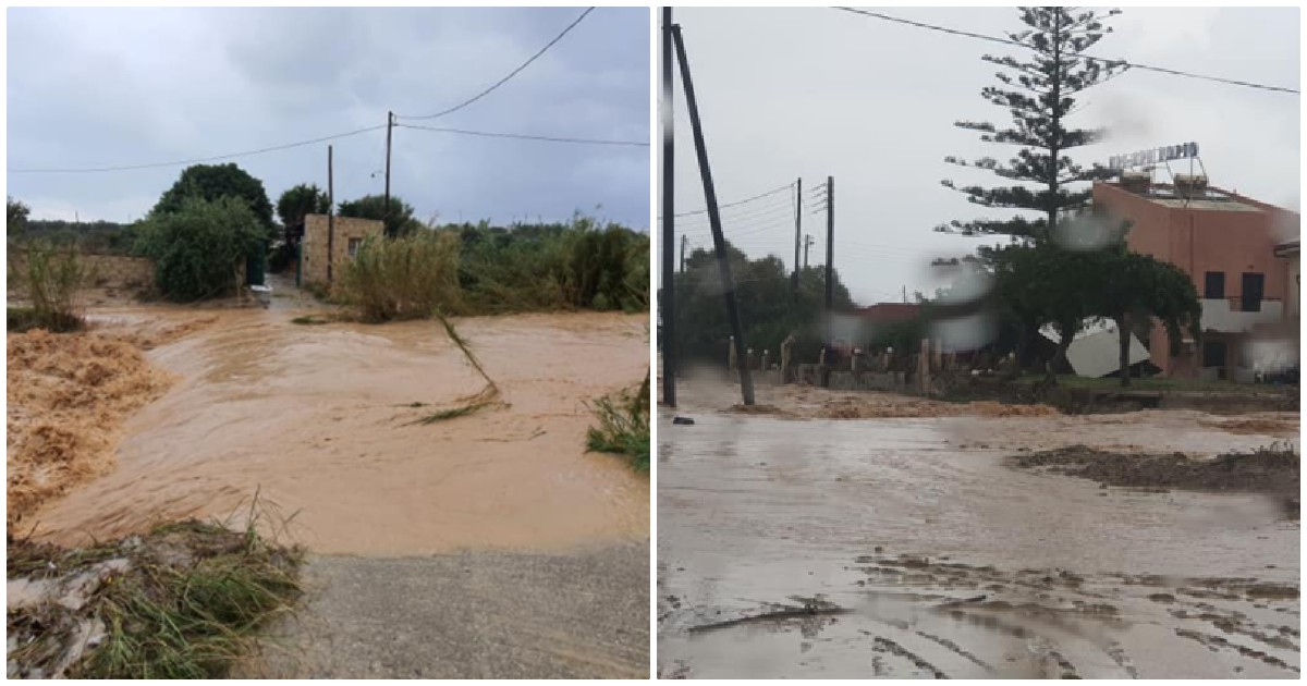 Κακοκαιρία στην Κρήτη: Οι πλημμύρες στο νησί γέμισαν με λάσπη τους δρόμους