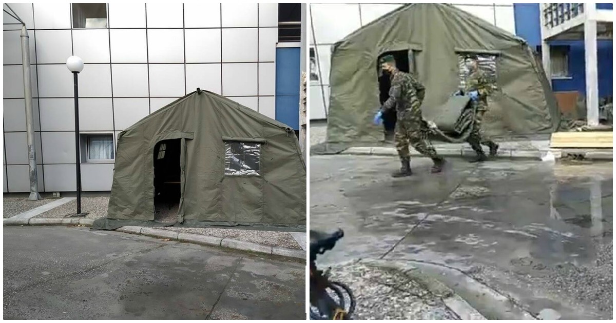 Νοσοκομείο Βόλου: Ο στρατός στήνει σκηνές έξω από το νοσοκομείο για τεστ κορονοϊού και νοσηλείες