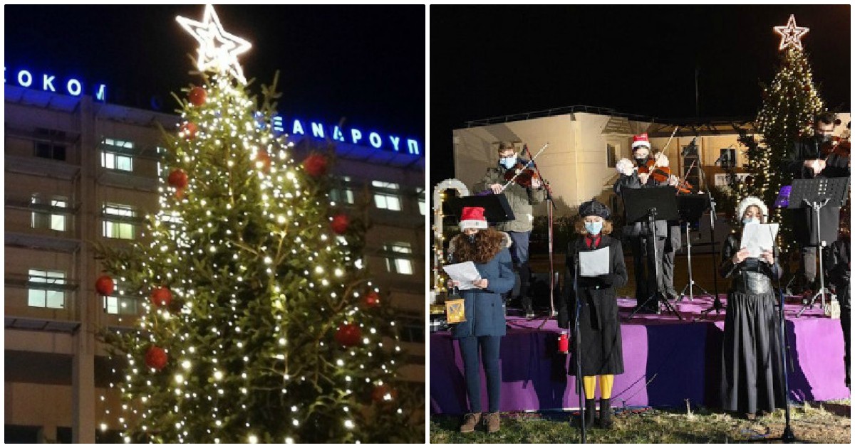Αλεξανδρούπολη: Φωτίστηκε το φυσικό χριστουγεννιάτικο έλατο στο νοσοκομείο της πόλης