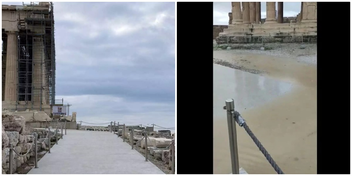 Βράχος Ακρόπολης: Η χθεσινή κακοκαιρία προκάλεσε πλημμύρες στην Ακρόπολη – Έντονες ήταν οι αντιδράσεις