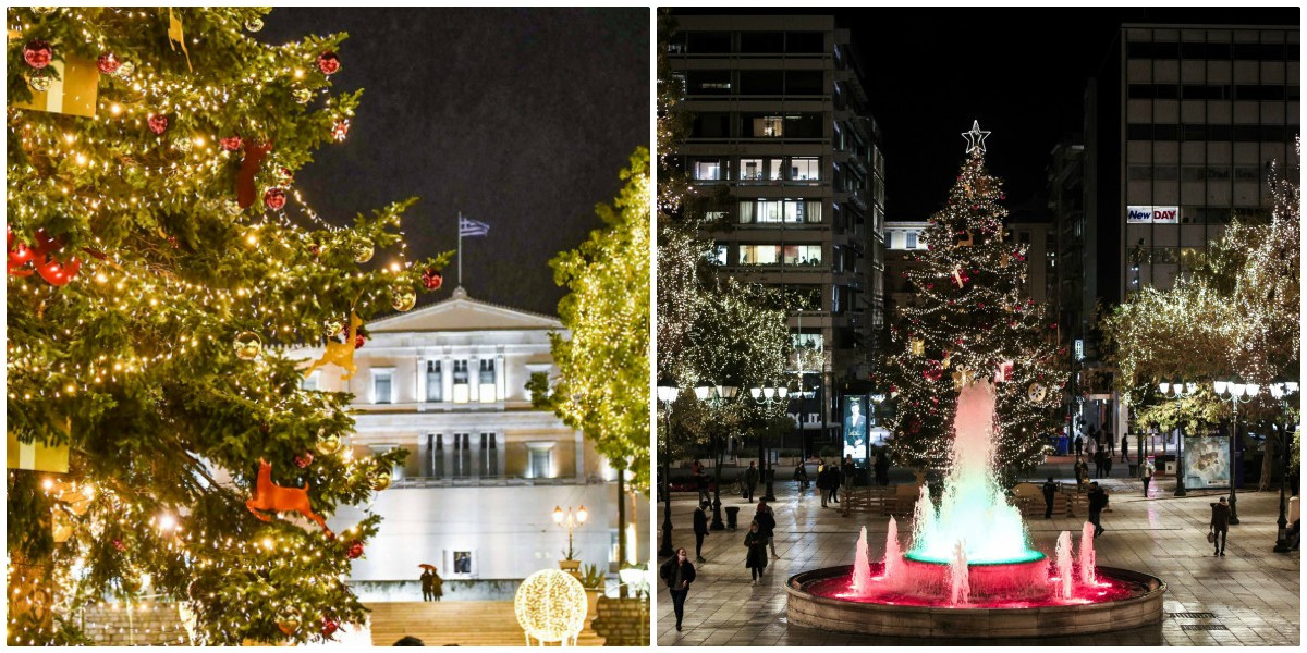 Κέντρο Αθήνας: Πώς φωταγωγήθηκε το χριστουγεννιάτικο δέντρο στην Πλατεία Συντάγματος
