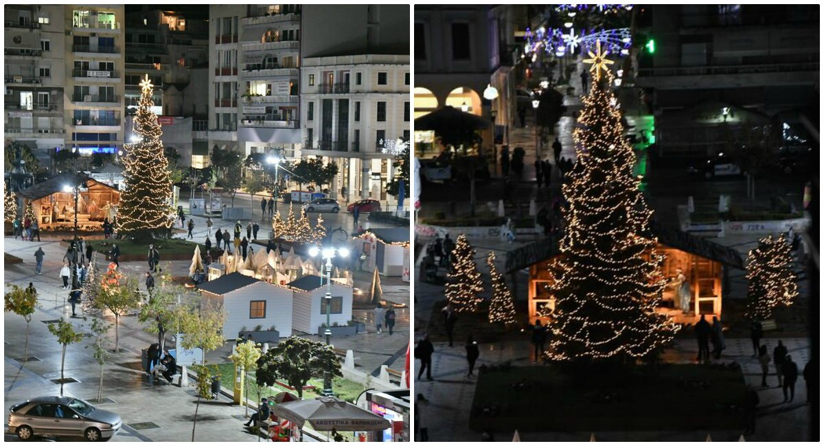 Πάτρα: Φωταγωγήθηκε το χριστουγεννιάτικο χωριό στην Πλατεία Γεωργίου – Εντυπωσιακές εικόνες