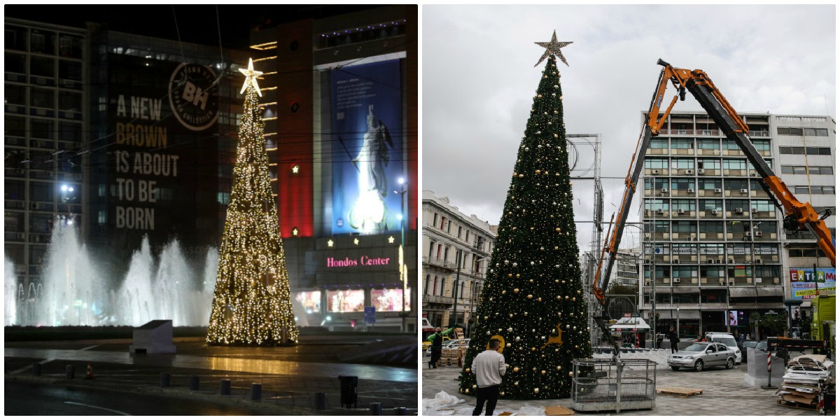 Πλατεία Ομόνοιας: Στολίστηκε το χριστουγεννιάτικο δέντρο ύψους 15 μέτρων – Δείτε τις φωτογραφίες