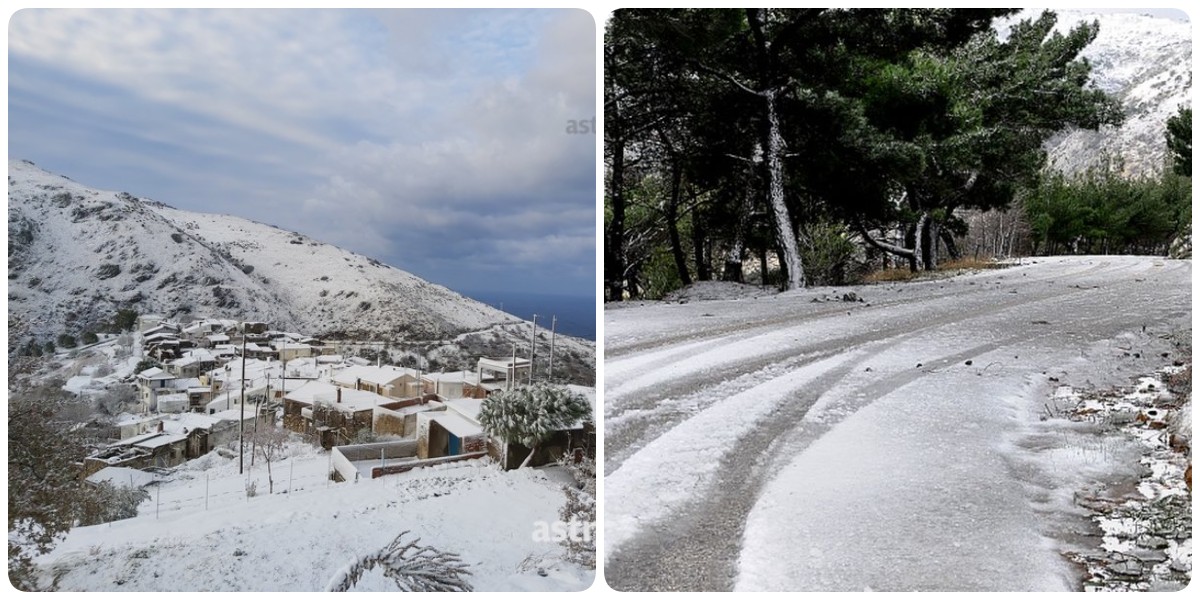 Κακοκαιρία στη Χίο: Κλειστοί δρόμοι και διακοπές ρεύματος εξαιτίας της σφοδρής χιονόπτωσης