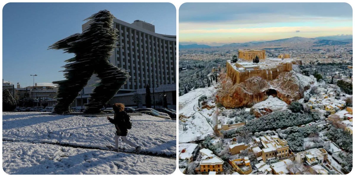 Χιόνια στην Αθήνα: Χιόνια σε Κολωνάκι, Κορυδαλλό, Νίκαια, Ζωγράφου και άλλες περιοχές