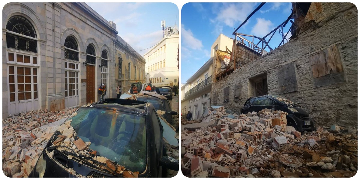 Σύρος ατύχημα: Κατέρρευσε τοίχος παλιού κτιρίου πάνω σε αυτοκίνητο στην Ερμούπολη
