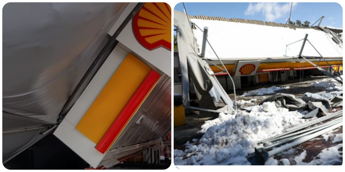 Χαϊδάρι ατύχημα: Κατέρρευσε η οροφή βενζινάδικου από το χιόνι – Συγκλονιστικό βίντεο