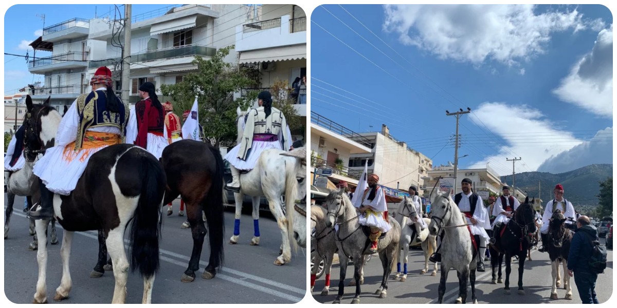 Γλυφάδα: 21 έφιπποι με παραδοσιακές φορεσιές έκαναν παρέλαση στους δρόμους