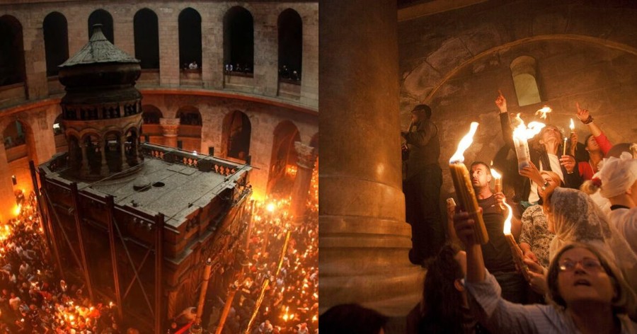 Πάσχα: Η ανατριχιαστική στιγμή της Αφής του Αγίου Φωτός από τον Πανάγιο Τάφο