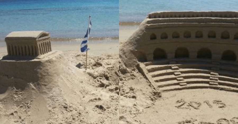 Άγνωστος ξένος τουρίστας έχτισε εντυπωσιακό Παρθενώνα στην άμμο