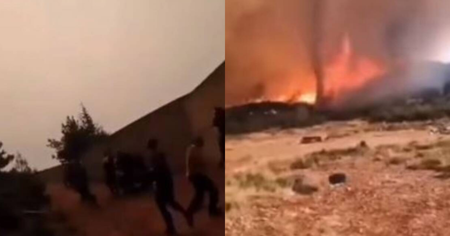 Βίντεο από τα Βίλια που κόβει την ανάσα: Στρόβιλος φωτιάς εκτόξευσε κορμό δέντρου προς τους πυροσβέστες