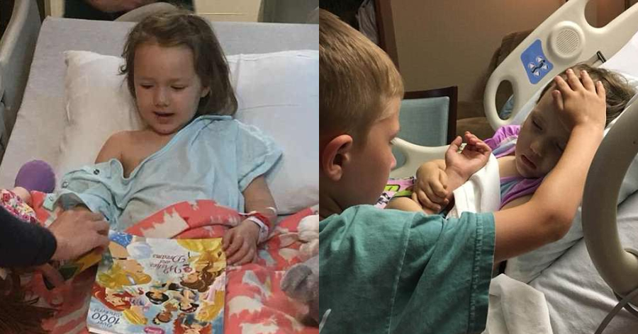 Μία εικόνα χίλιες λέξεις: Λίγα λεπτά πριν πεθάνει ένα κοριτσάκι από καρκίνο στον εγκέφαλο, ο αδελφός της, της κρατά το χέρι