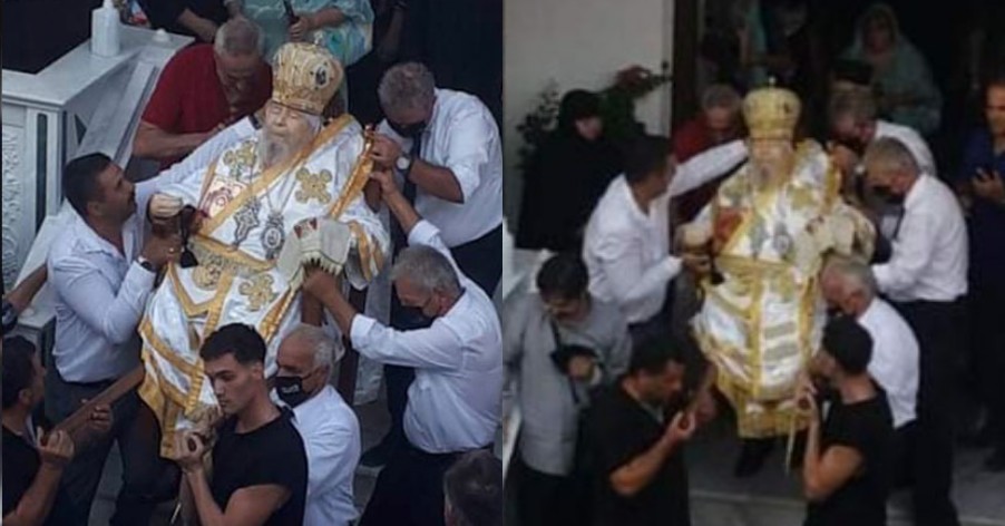 Ο Μητροπολίτης Αθανάσιος κηδεύτηκε καθιστός, χωρίς φέρετρο στη Λάρισα