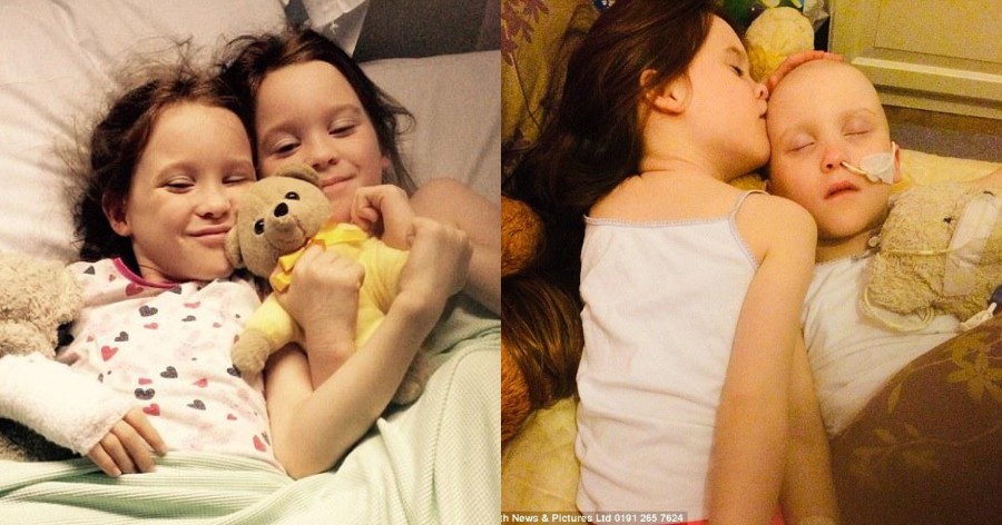 10χρονη δίνει το πιο ζεστό φιλί στη δίδυμη αδελφή της που πάσχει από λευχαιμία