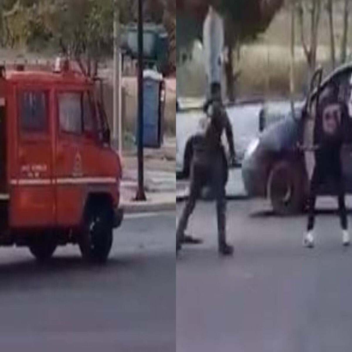 Η στιγμή της επίθεσης Ρομά σε πυροσβεστικό όχημα – Τραυματίζουν πυροσβέστη και τον κλέβουν