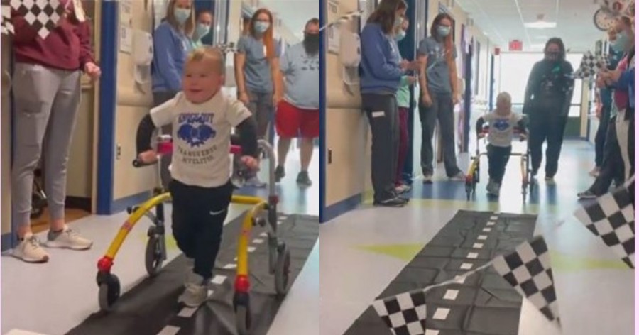 Με ένα γλυκό χαμόγελο 2χρονο αγοράκι περπατάει για πρώτη φορά μετά την παράλυσή του