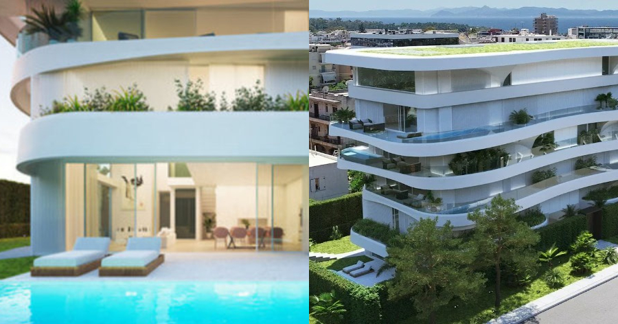Συγκρότημα κατοικιών στη Γλυφάδα: Έχει πισίνα σε κάθε μπαλκόνι και τα διαμερίσματα μοιάζουν με μικρές βίλες