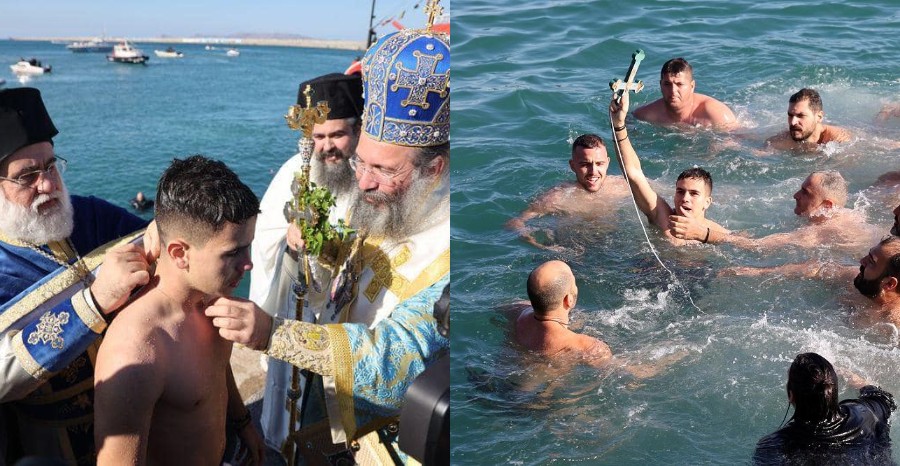 16χρονος έπιασε τον Σταυρό στο λιμάνι του Ηρακλείου – Με λαμπρότητα ο εορτασμός των Θεοφανείων