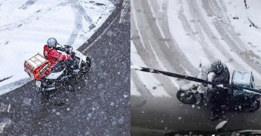 Το ντροπιαστικό βίντεο της ημέρας: Ντελιβεράς παλεύει να παραδώσει παραγγελία μέσα στο χιόνι