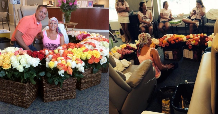Ο σύζυγος χάρισε στην αγαπημένη του 500 τριαντάφυλλα για να γιορτάσουν το τέλος των χημειοθεραπειών
