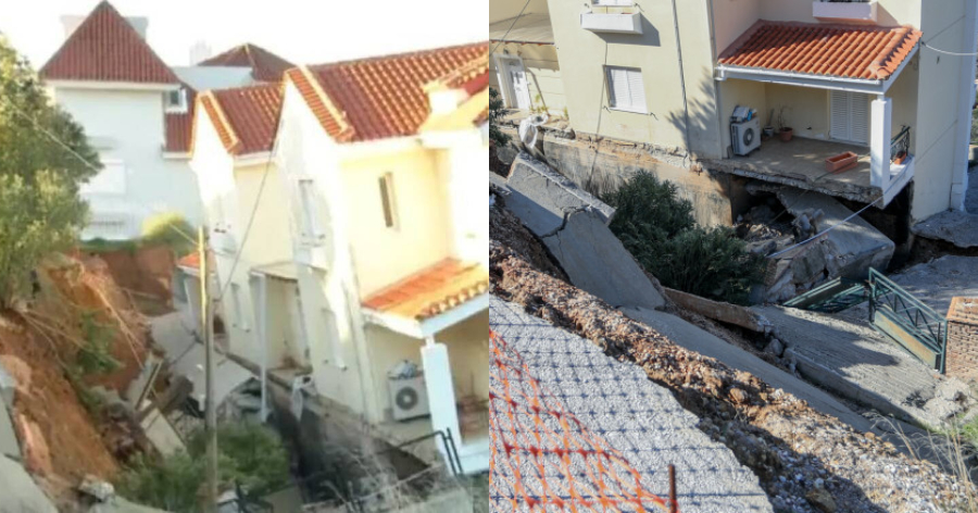 Απίστευτες εικόνες στο Νέο Βουτζά: Σπίτι βυθίστηκε τρία μέτρα πιο χαμηλά λόγω καθίζησης