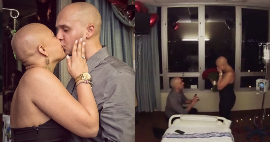 Έχασε τα μαλλιά της από χημειοθεραπείες και ο σύντροφός της ξύρισε το κεφάλι του και της έκανε πρόταση γάμου