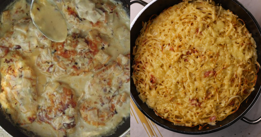 Καρμπονάρα φούρνου: Η εύκολη συνταγή με κοτόπουλο και μανιτάρια