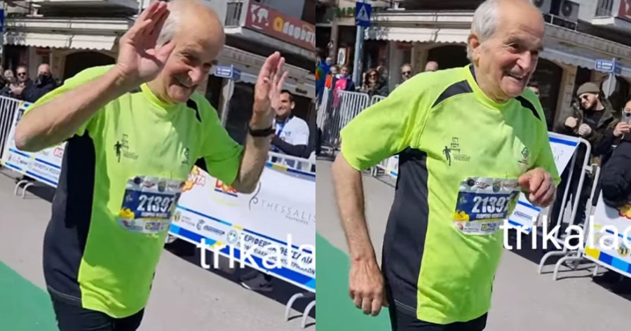 87χρονος έτρεξε 21 χιλιόμετρα και τερμάτισε γνωρίζοντας την αποθέωση – Hμιμαραθώνιος Τρίκαλων