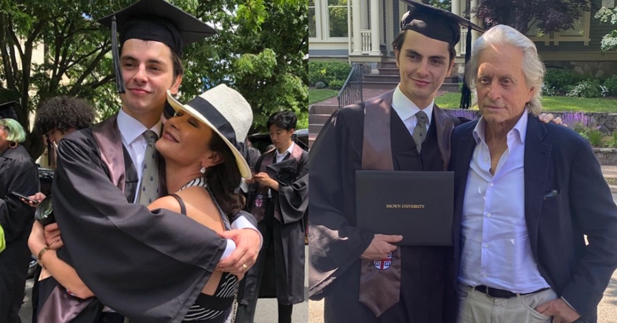 Περήφανοι γονείς στην αποφοίτηση του γιου τους η Κάθριν Ζέτα Τζόουνς και ο Μάικλ Ντάγκλας