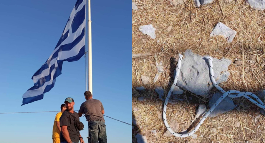 Απίστευτο περιστατικό στη Ρόδο: Ολλανδοί τουρίστες έκοψαν, κατέβασαν την ελληνική σημαία και έγραψαν υβριστικά συνθήματα