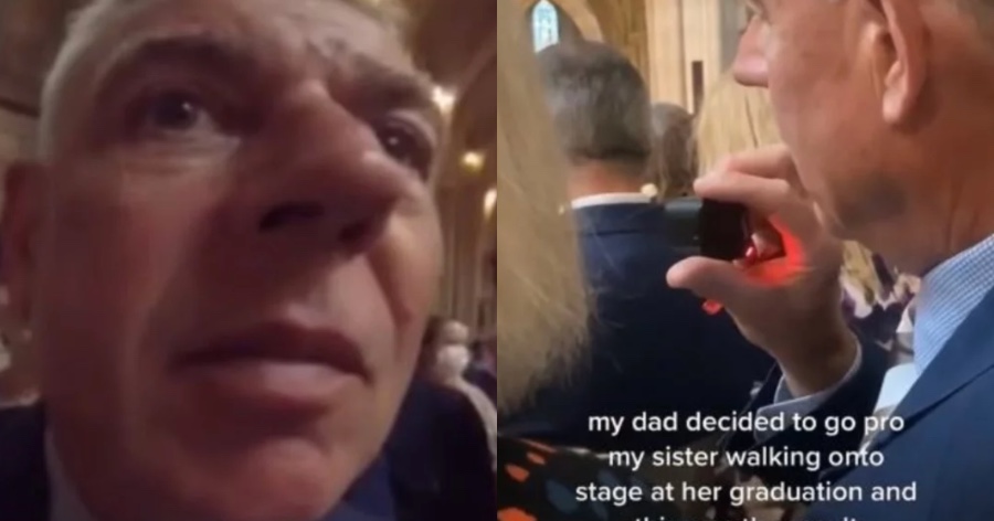 Αστείο στιγμιότυπο: Πατέρας ήθελε να τραβήξει την αποφοίτηση της κόρης του, αλλά τελικά τράβηξε τον εαυτό του