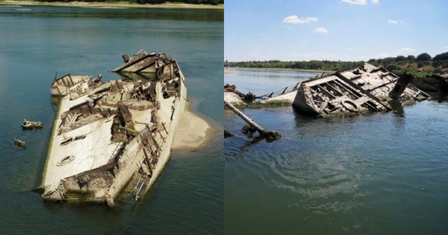 Απίστευτες εικόνες στον Δούναβη: Έπεσε η στάθμη από την ξηρασία και εμφανίστηκαν γερμανικά πλοία από τον Β’ Παγκόσμιο πόλεμο