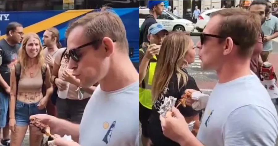 Ένταση σε διαδήλωση: Άντρας καταβρόχθιζε σουβλάκια μπροστά σε vegan που διαδήλωναν και τους έκανε έξαλλους