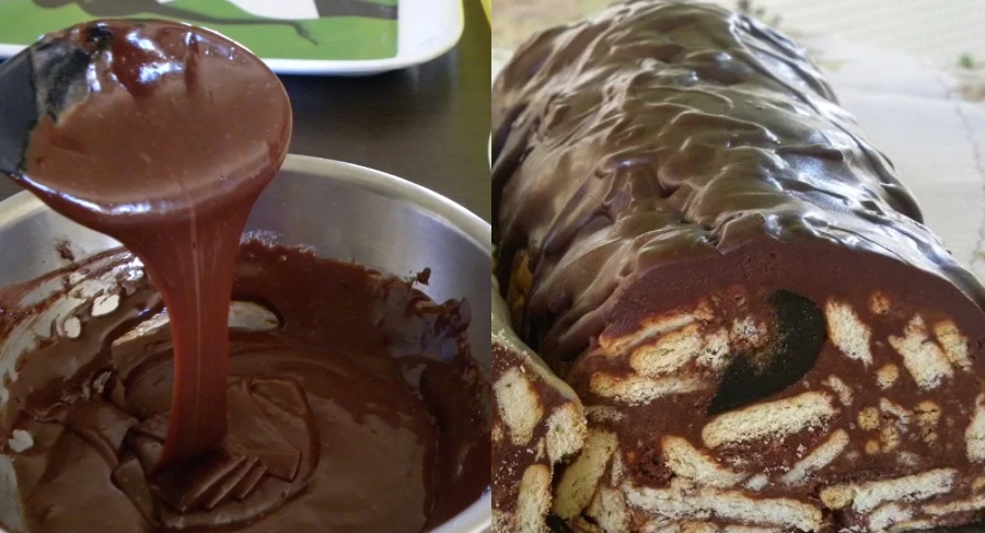 Του ονείρου: Παραδοσιακός κορμός μωσαϊκό με γλάσο από σοκολάτα για μικρούς και μεγάλους